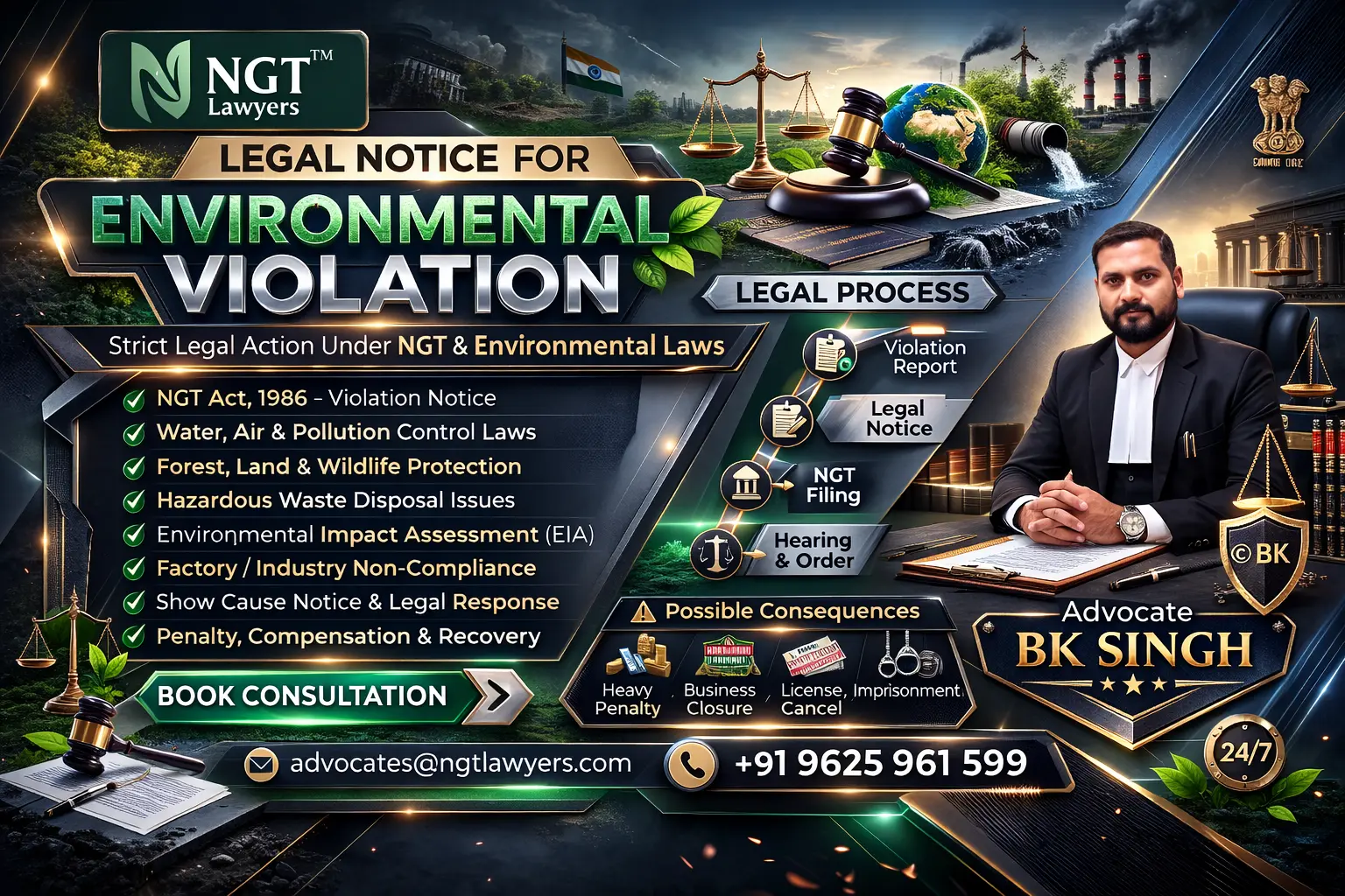 Legal notice for environmental violation in india