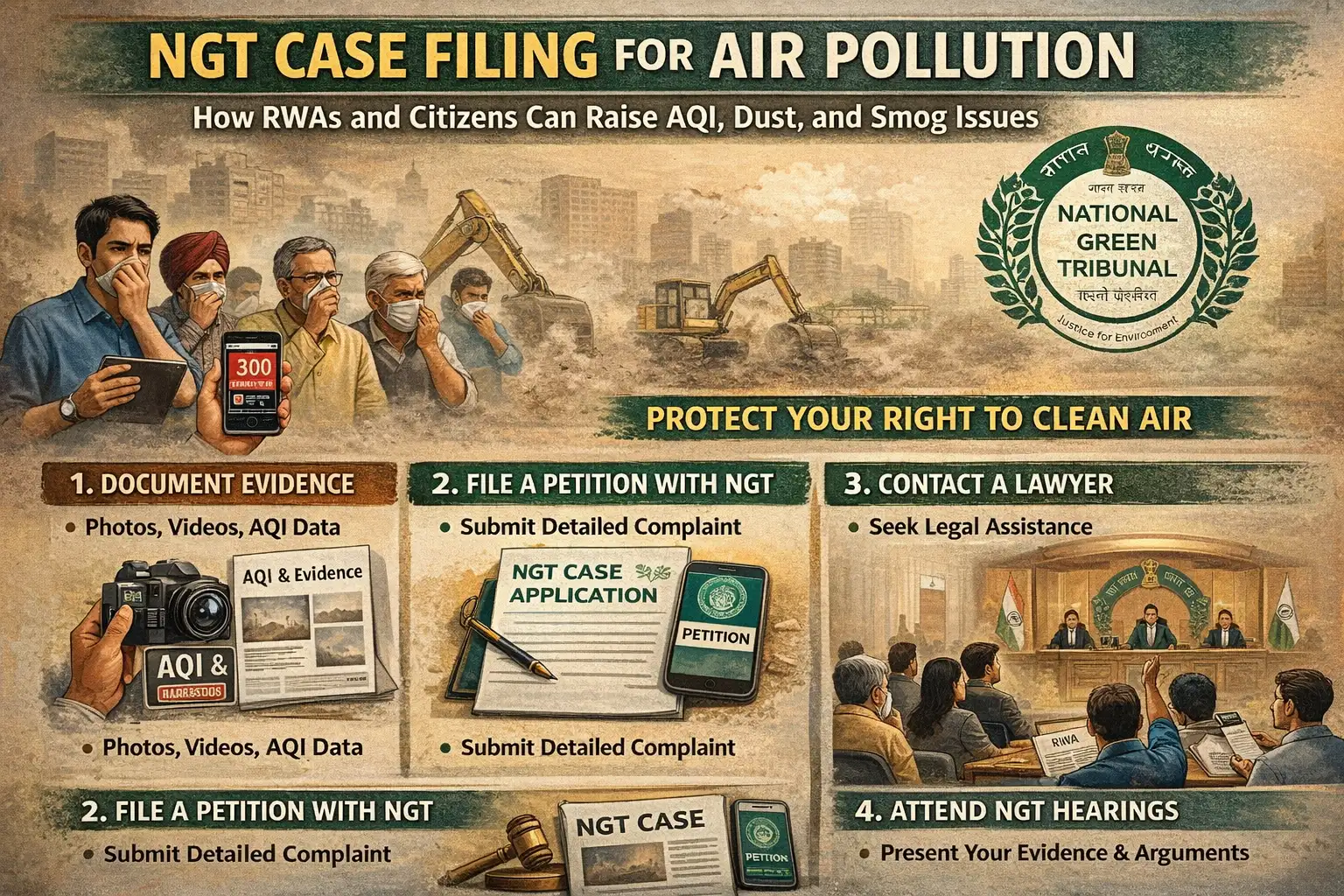 NGT Case Filing for Air Pollution: How RWAs and Citizens Can Raise AQI, Dust, and Smog Issues