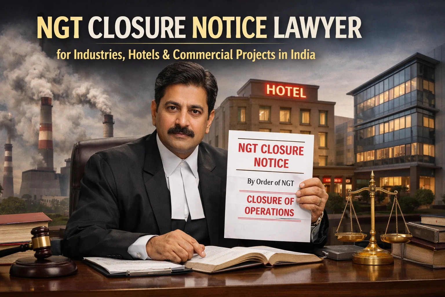 NGT Closure Notice Lawyer for Industries, Hotels & Commercial Projects in India